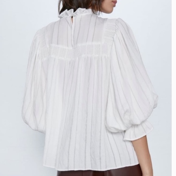 Zara high ruffled collar blouse EUC - Picture 3 of 10